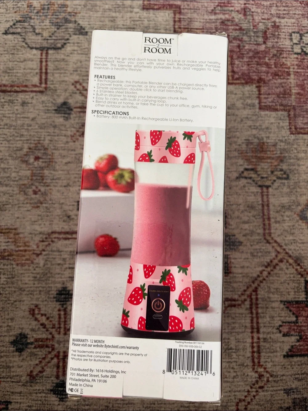 Strawberry Pink Rechargeable Portable Blender